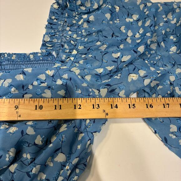 Moon River Blue Floral Cut Out Chiffon Midi Dress Small - Picture 6 of 11